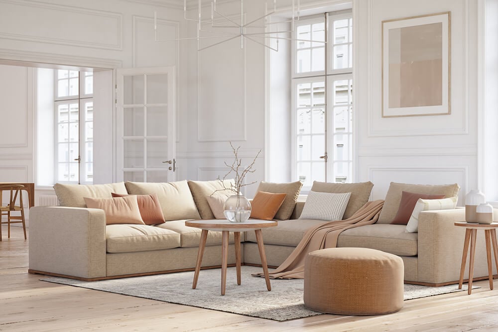 neutral, earthy color palette living room
