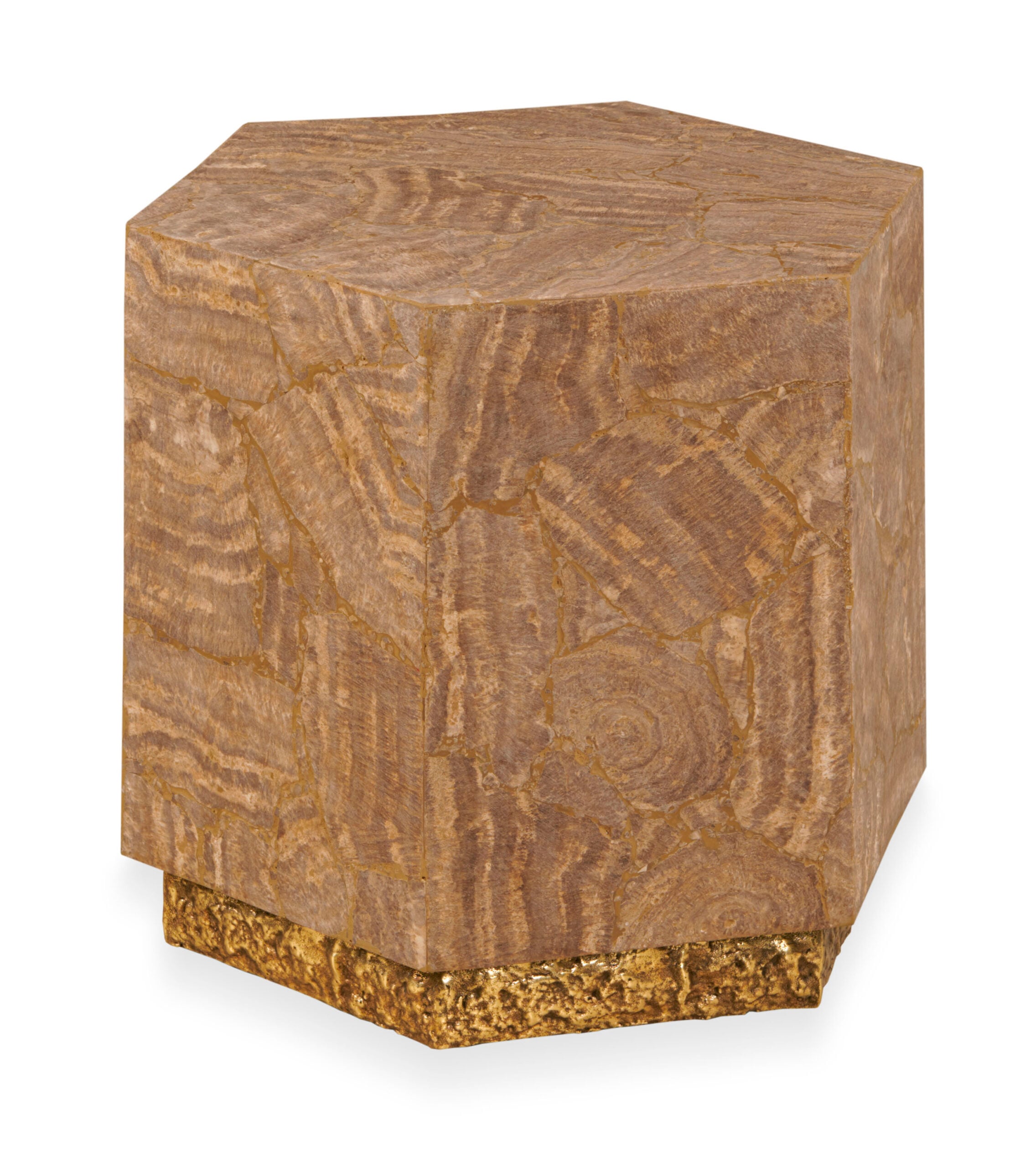7a83617dcd7b473dd441cfb1eac0bc74 SF6214 - Aidan Hexagon Travertine Accent Table - Image 1